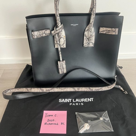 Saint Laurent Small Black Sac De Jour with Python Handles - Picture 1 of 9